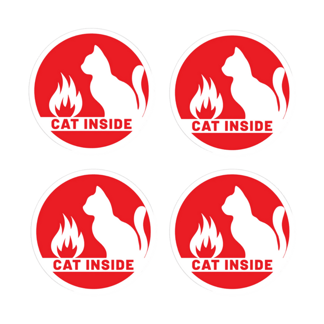Autocollant “CAT INSIDE” de sécurité incendie pour sauver nos chats — Ondéa, vue produit sur fond clair
