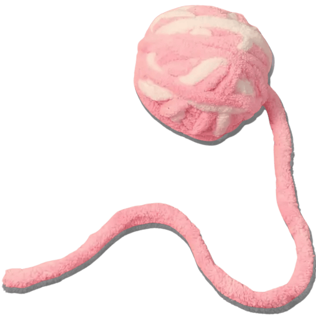 Pelote de Laine Avec Grelot Rose et Blanche - Jouet pour chat — Ondéa, vue produit sur fond clair