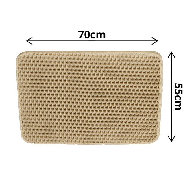 Tapis Anti-Projection Beige pour Litière — Ondéa, vue produit sur fond clair